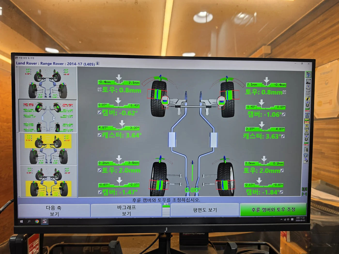 Final four-wheel alignment readings