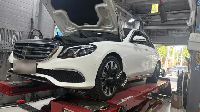 벤츠 E450, 라디에이터 교환과 새 타이어 RFV까지 확인