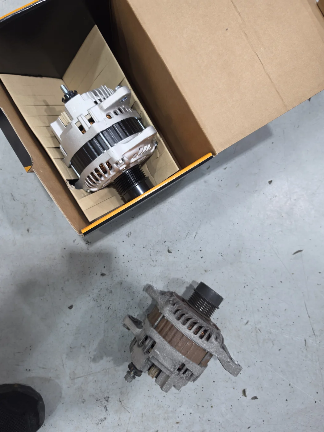 Old alternator and replacement
