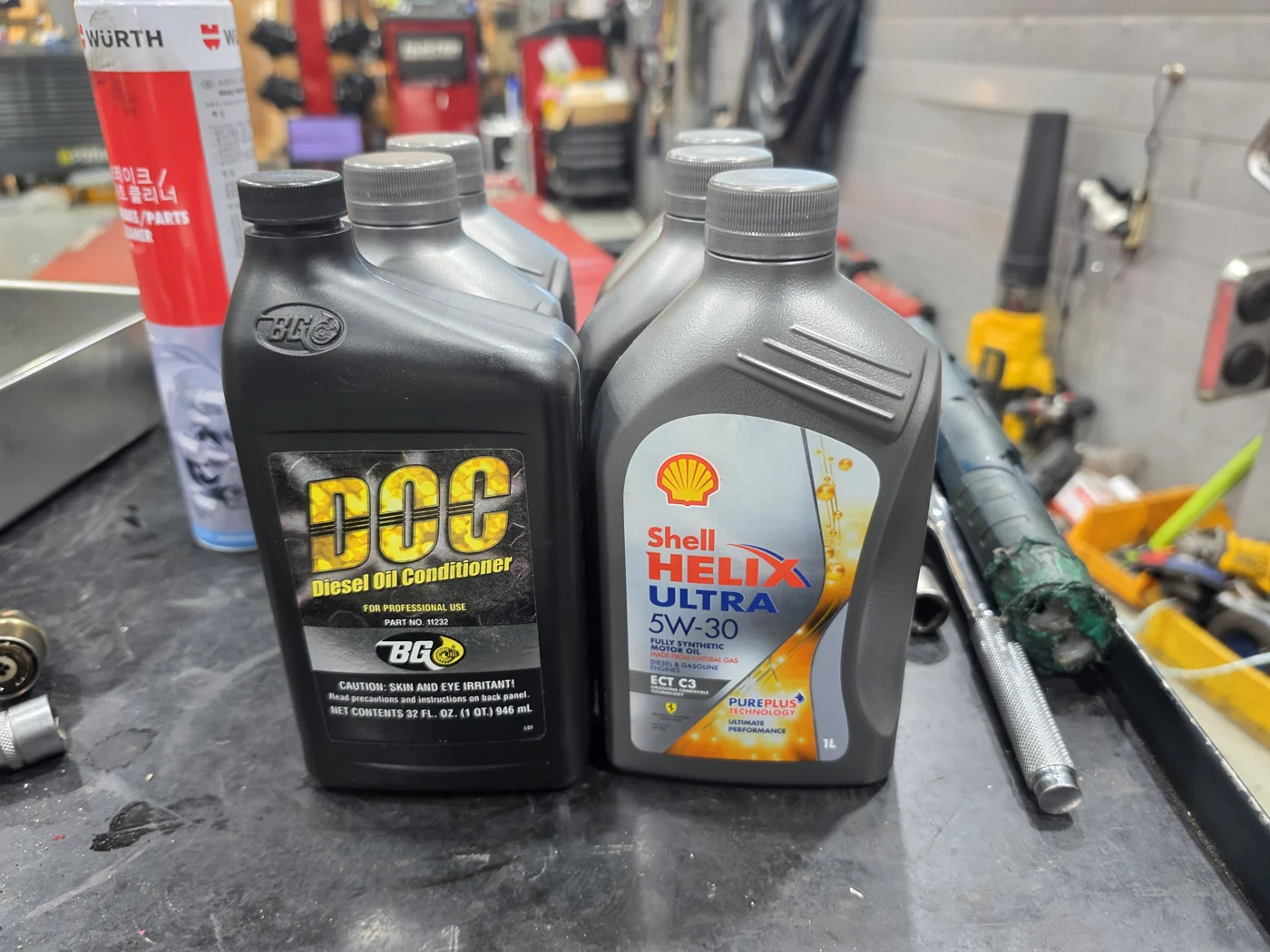 Engine oil and BG DOC prepared for this service
