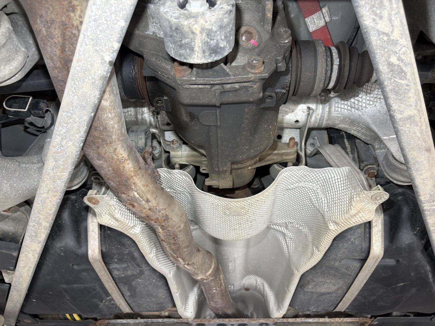 Underside around the rear differential.