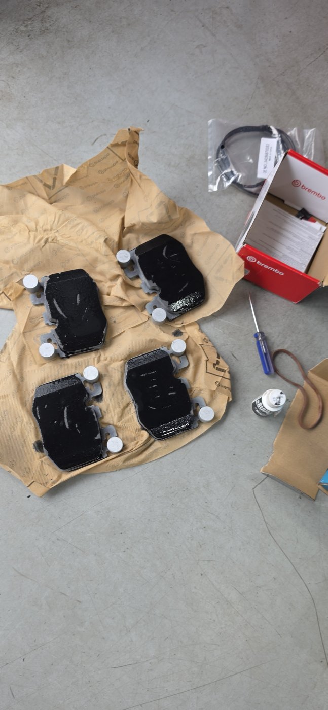 New front pads ready for fitting.