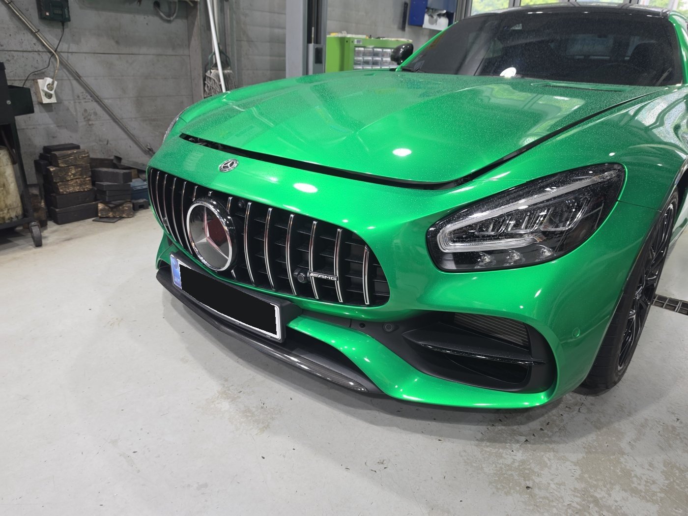The AMG GT 63 S in for an engine oil change.