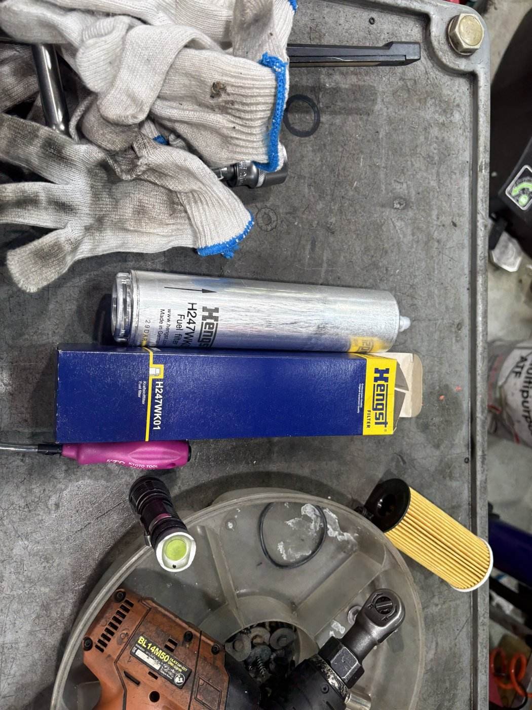 Replacement fuel filter fitted to this car