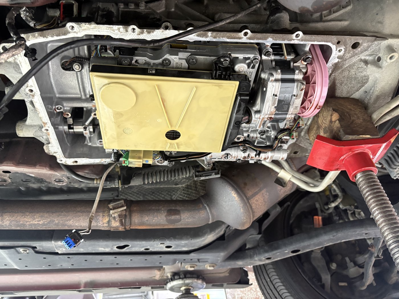New filter installed in the lower transmission.