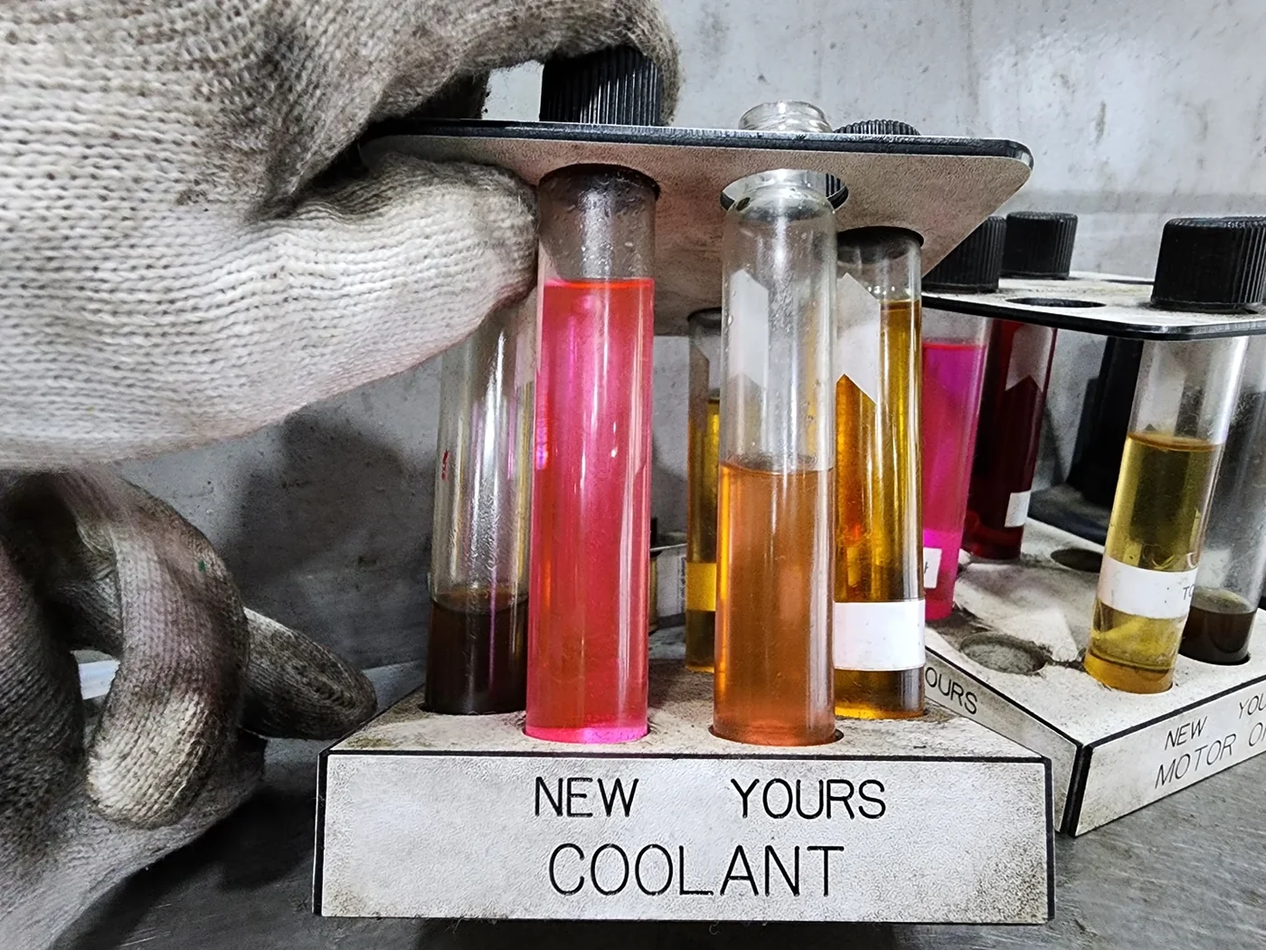 Coolant samples compared alongside the findings from the test strip.