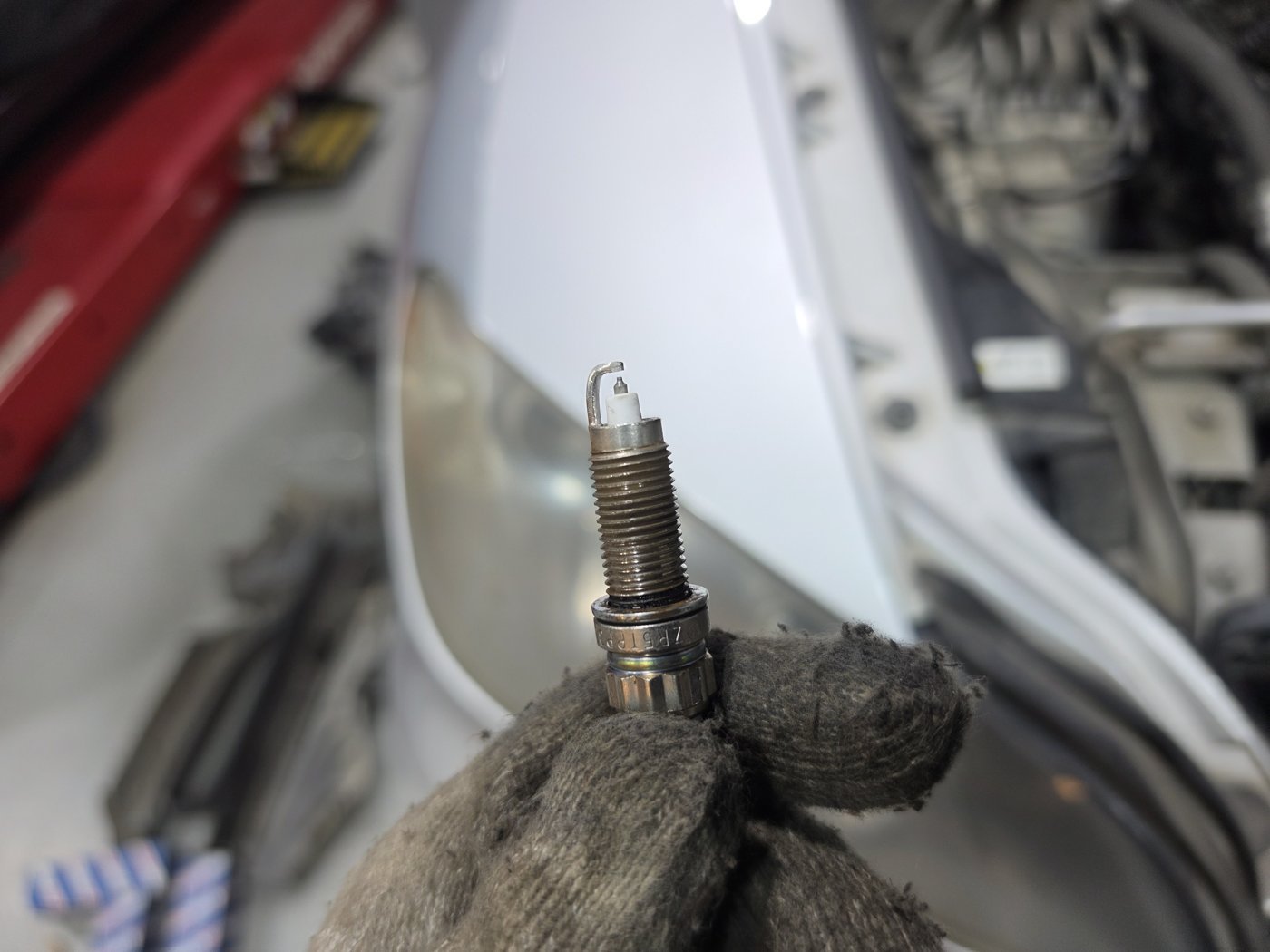 Tip of a removed spark plug