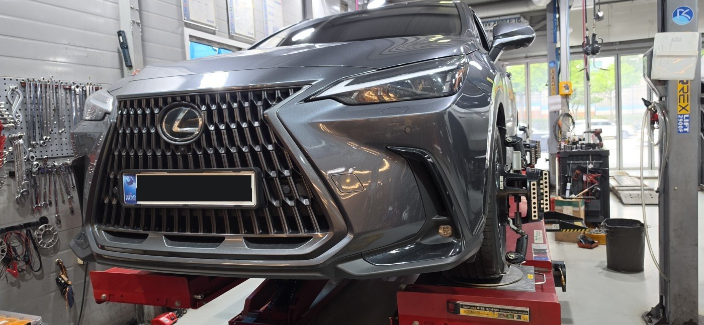 The 2024 Lexus NX on the alignment machine