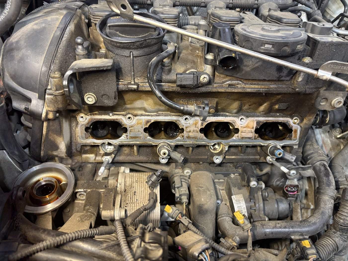 Intake ports exposed after removing the manifold