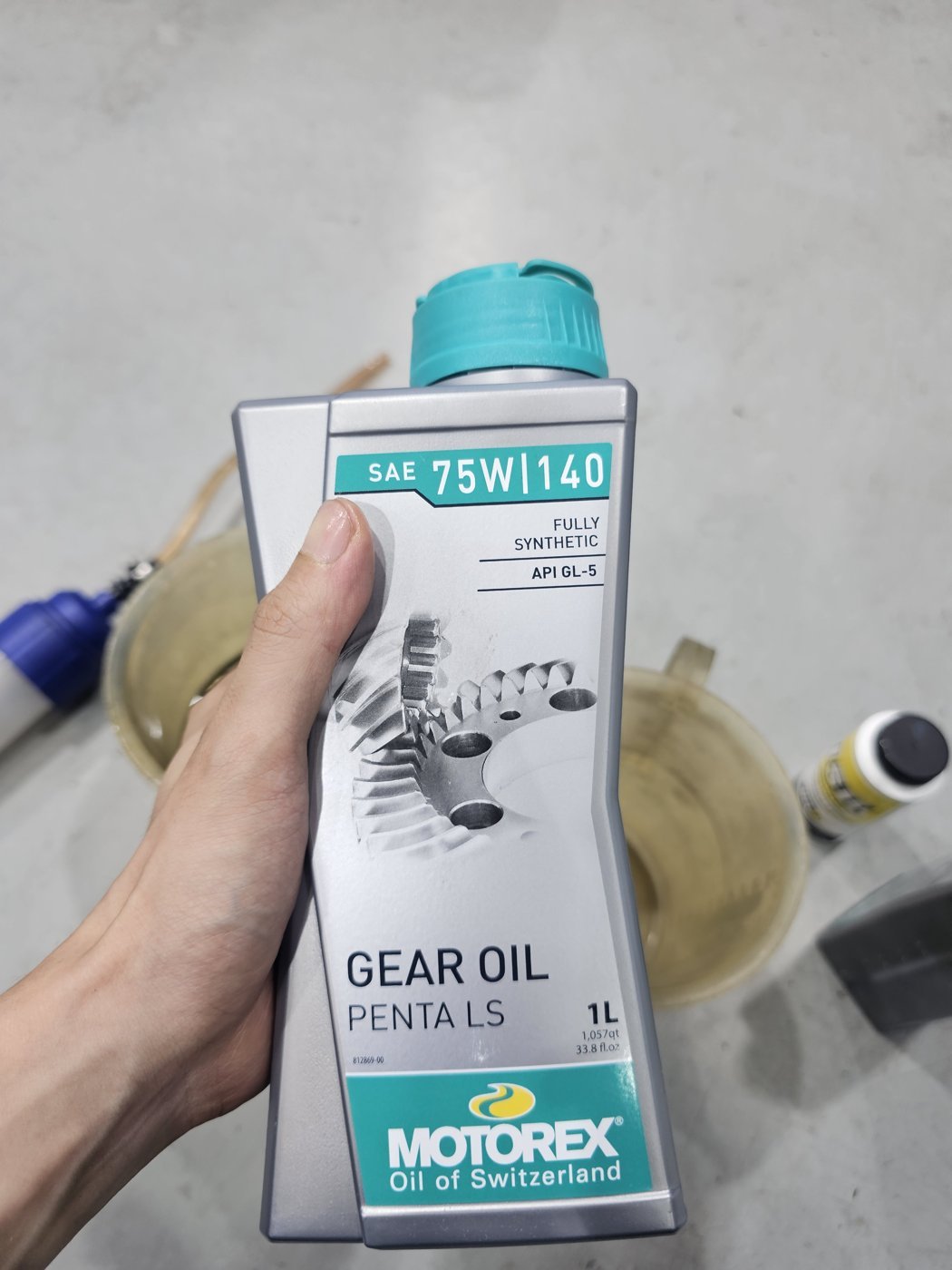 MOTOREX GEAR OIL PENTA LS, SAE 75W140, API GL-5, used in the rear differential