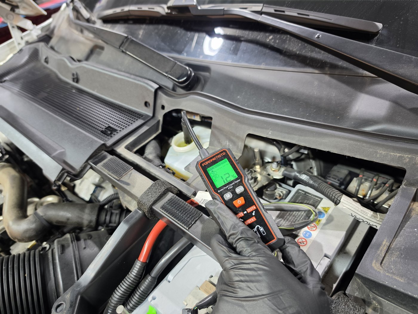 Brake fluid tester reading 1.2%