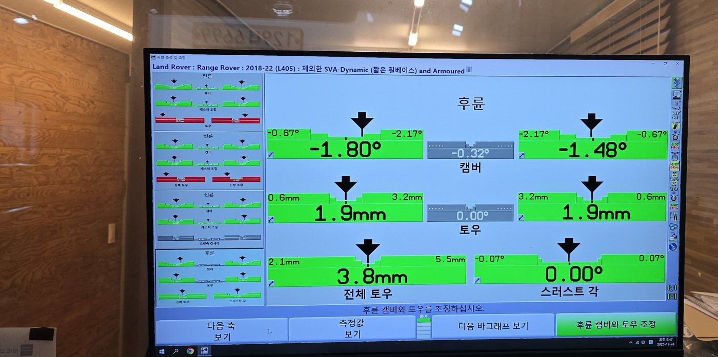 조정 후 후륜 — 토우 1.9/1.9mm, 스러스트각 0.00도