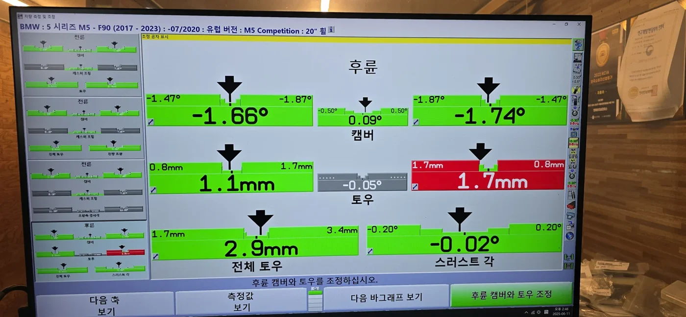 BMW M5 maintenance and measurement record