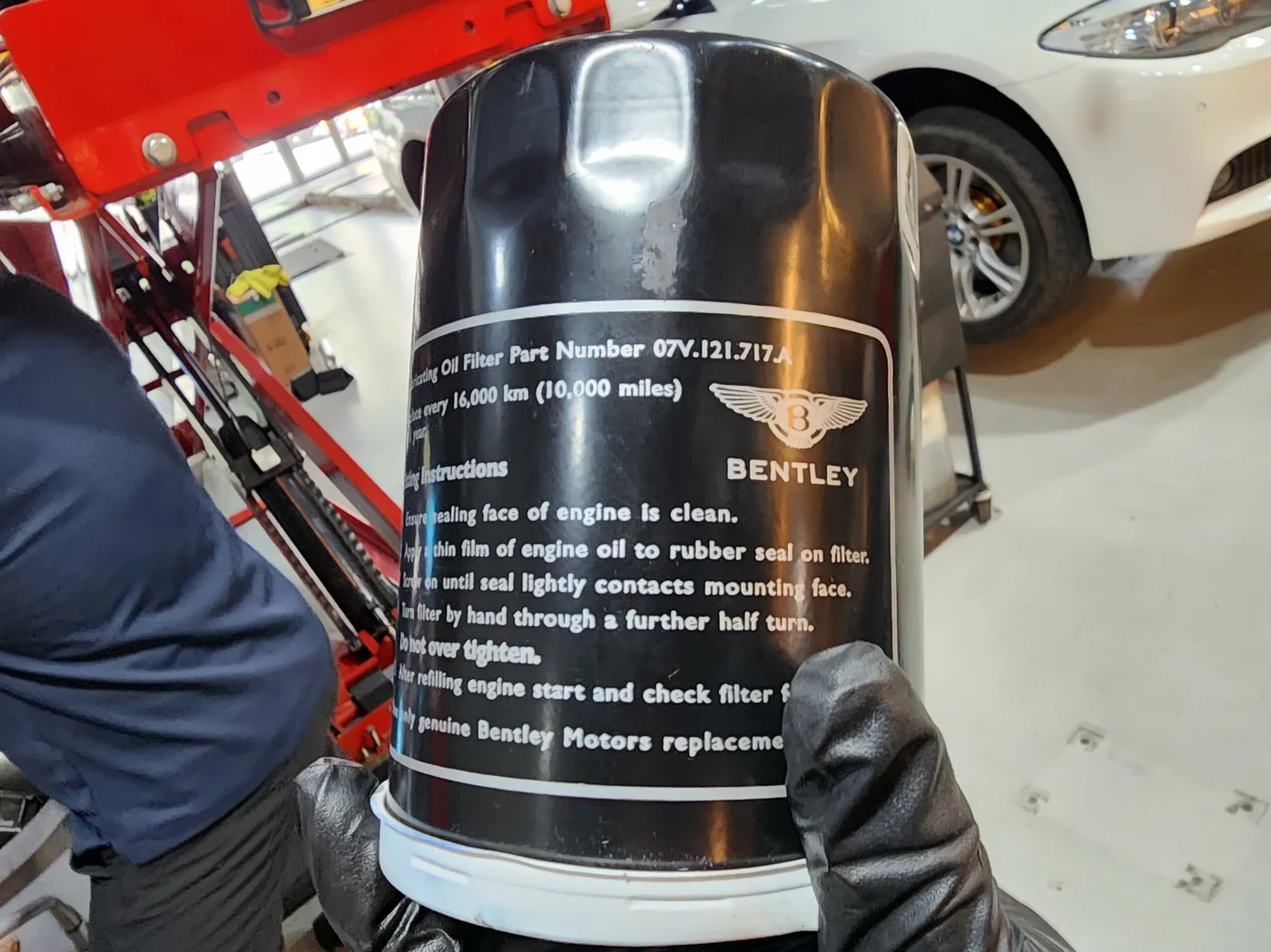 The Bentley-marked oil filter used for this service