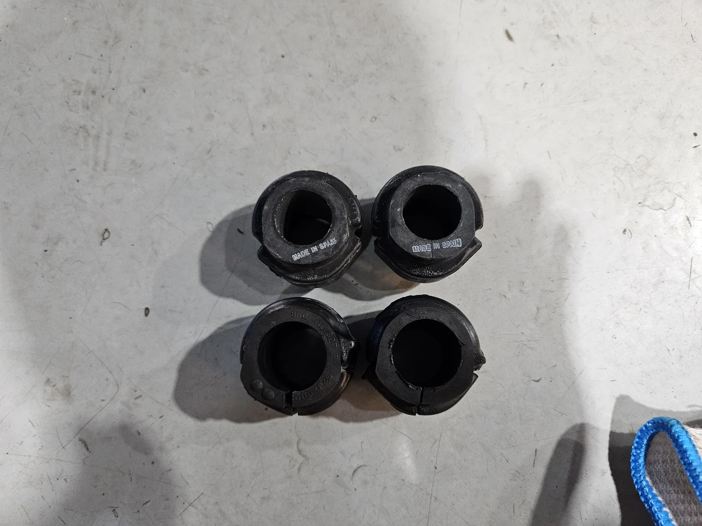 Replacement and removed rubber bushings