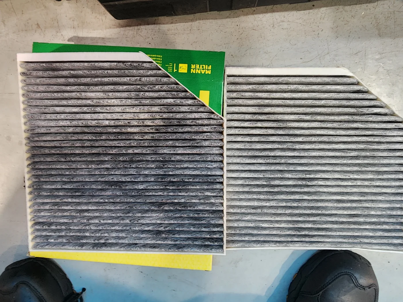Removed and replacement cabin filters