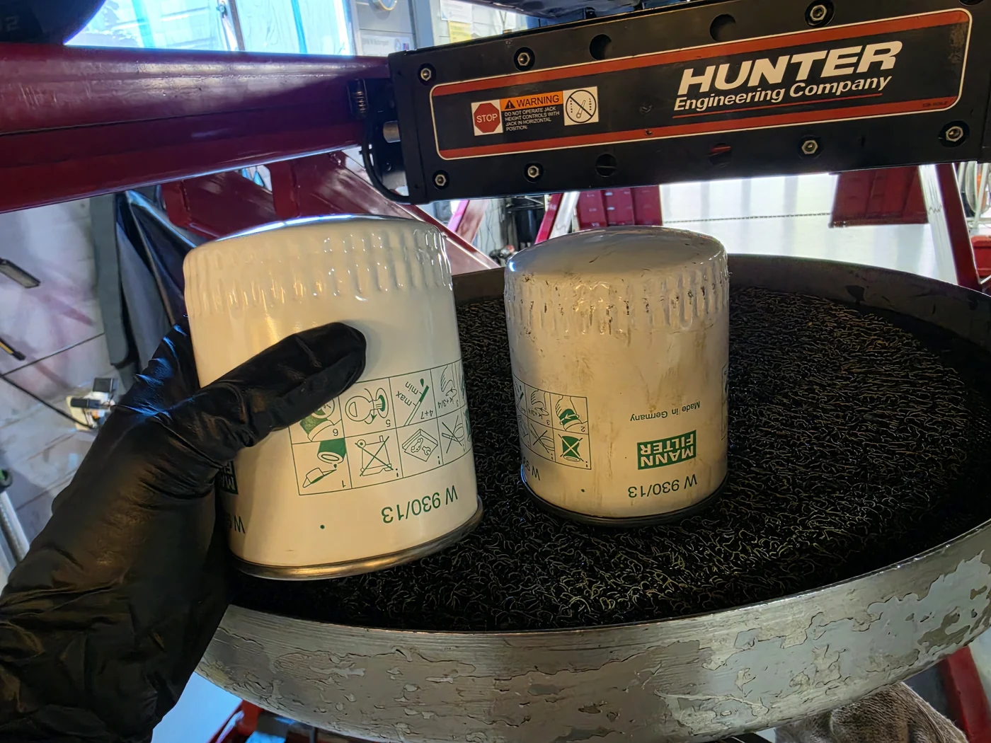 Removed and replacement oil filters