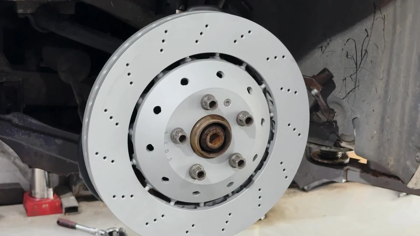 Later brake service · A new disc fitted to the car