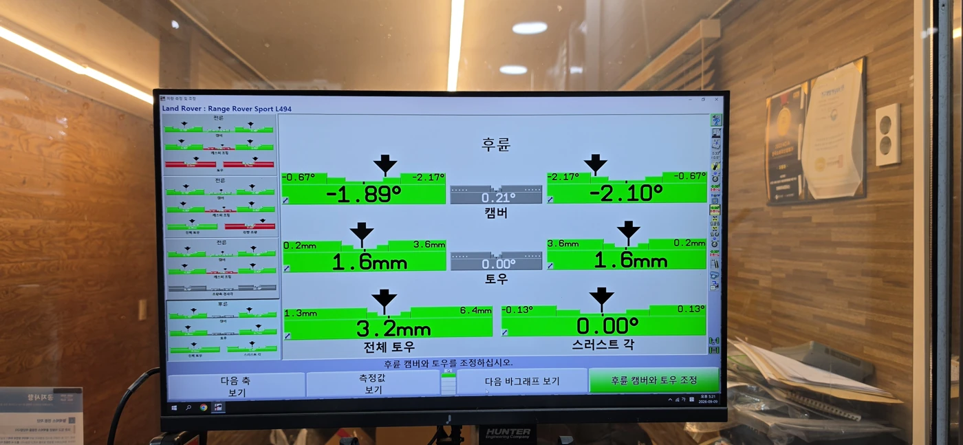 Final rear toe and thrust-angle measurements